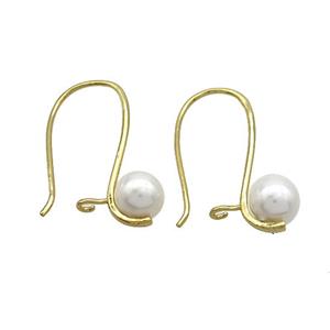 Copper Hook Earrings Pave Pearlized Resin Gold Plated, approx 8mm, 14-28mm