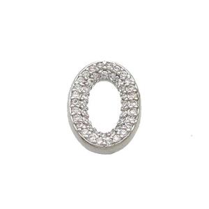 Copper Oval Connector Pave Zircon Platinum Plated, approx 9-12.5mm