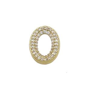 Copper Oval Connector Pave Zircon Gold Plated, approx 9-12.5mm