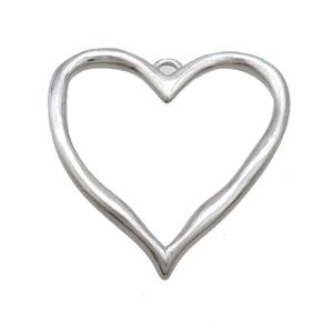 Copper Heart Pendant Platinum Plated, approx 40mm