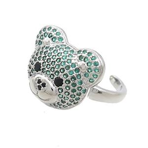 Copper Bear Rings Pave Green Zircon Platinum Plated, approx 15-17.5mm, 18mm dia
