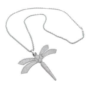 Copper Necklace Dragonfly Pave Zircon Platinum Plated, approx 50-60mm, 2.5mm, 42cm length
