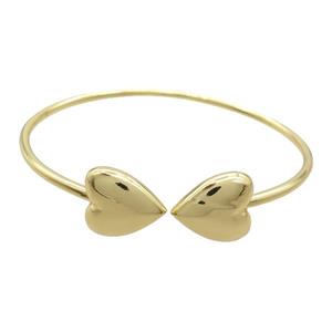 Copper Bangle Heart Gold Plated, approx 15-17mm, 50-60mm dia
