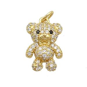 Copper Bear Pendant Pave Zircon Gold Plated, approx 11-16.5mm