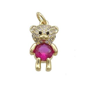 Copper Bear Pendant Pave Zircon Gold Plated, approx 9-16.5mm