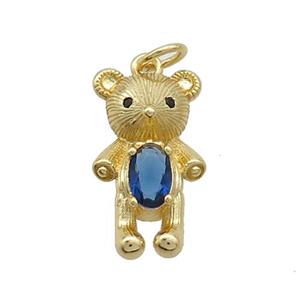 Copper Rat Charms Pendant Pave Zircon Gold Plated, approx 12-19mm