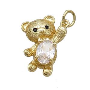 Copper Bear Pendant Pave Zircon Gold Plated, approx 13-19mm