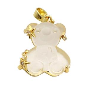 Clear Resin Bear Pendant Copper Gold Plated, approx 16-22mm