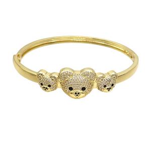 Copper Bear Bangle Pave Zircon Gold Plated, approx 10-12mm, 14-17mm, 50-60mm dia