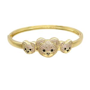 Copper Bear Bangle Pave Pink Zircon Gold Plated, approx 10-12mm, 14-17mm, 50-60mm dia