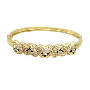 Copper Bear Bangle Pave Zircon Gold Plated, approx 10-12mm, 50-60mm dia
