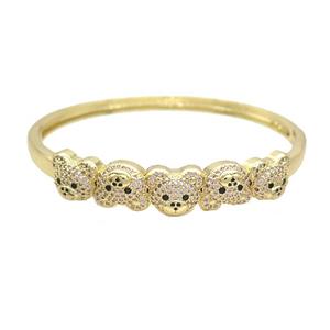 Copper Bear Bangle Pave Pink Zircon Gold Plated, approx 10-12mm, 50-60mm dia