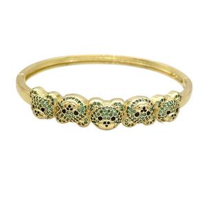 Copper Bear Bangle Pave Green Zircon Gold Plated, approx 10-12mm, 50-60mm dia