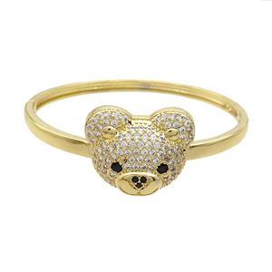 Copper Bear Bangle Pave Zircon Gold Plated, approx 22-28mm, 55-60mm dia