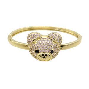 Copper Bear Bangle Pave Pink Zircon Gold Plated, approx 22-28mm, 55-60mm dia