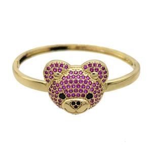 Copper Bear Bangle Pave Fuchsia Zircon Gold Plated, approx 22-28mm, 55-60mm dia