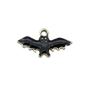 Copper Bat Charms Pendant Black Enamel Halloween Gold Plated, approx 7-18mm