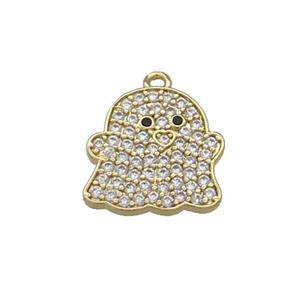 Copper Ghost Charms Pendant Pave Zircon Halloween Gold Plated, approx 13mm