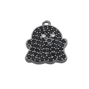 Copper Ghost Charms Pendant Pave Zircon Halloween Black Plated, approx 13mm