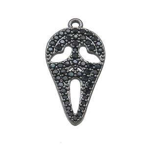 Copper Pendant Pave Zircon Ghost Halloween Charms Black Plated, approx 11.5-20mm