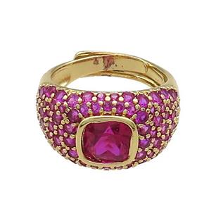 Copper Rings Pave Fuchsia Zircon Adjustable Gold Plated, approx 8mm, 13mm, 18mm dia