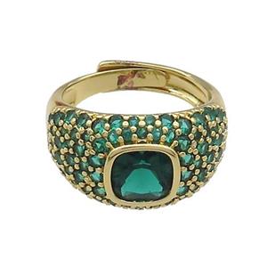 Copper Rings Pave Green Zircon Adjustable Gold Plated, approx 8mm, 13mm, 18mm dia