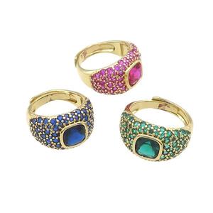 Copper Rings Pave Zircon Adjustable Gold Plated Mixed, approx 8mm, 13mm, 18mm dia