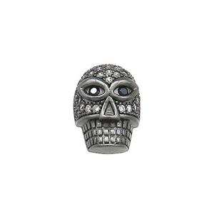 Copper Skull Beads Pave Zircon Black Plated, approx 10-13mm