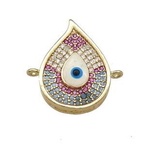 Copper Flame Connector Pave Zircon Multicolor Evil Eye Gold Plated, approx 14.5-20mm