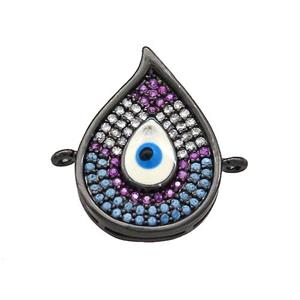Copper Flame Connector Pave Zircon Multicolor Evil Eye Black Plated, approx 14.5-20mm