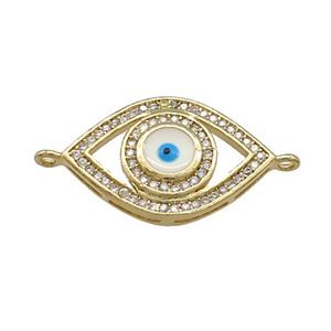 Copper Evil Eye Connector Pave Zircon Gold Plated, approx 13-20mm