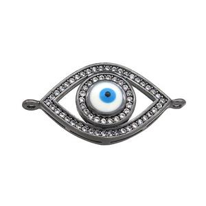 Copper Evil Eye Connector Pave Zircon Black Plated, approx 13-20mm