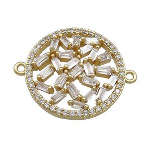 Copper Circle Connector Pave Zircon Gold Plated, approx 20mm dia