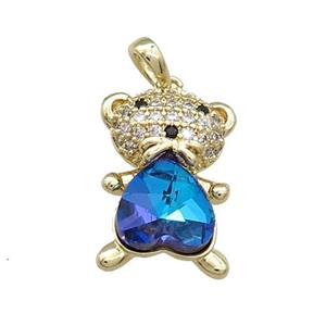 Copper Mouse Pendant Pave Zircon Crystal Glass Gold Plated, approx 13-20mm