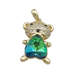 Copper Mouse Pendant Pave Zircon Crystal Glass Gold Plated, approx 13-20mm