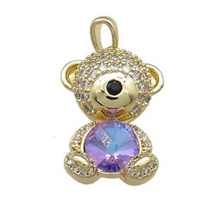 Copper Mouse Pendant Pave Zircon Crystal Glass Gold Plated, approx 16-22mm