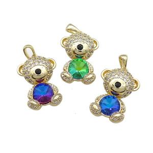 Copper Mouse Pendant Pave Zircon Crystal Glass Gold Plated Mixed, approx 16-22mm