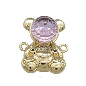 Copper Bear Connector Pave Zircon Crystal Glass Gold Plated, approx 13.5-20mm