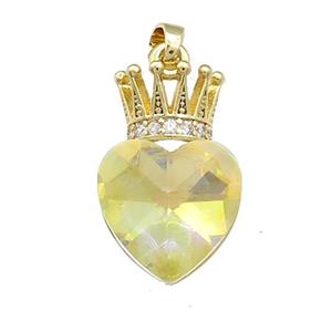 Copper Crown Pendant Pave Crystal Glass Zircon Gold Plated, approx 14-21mm