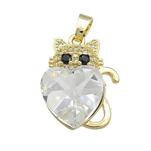 Copper Mouse Pendant Pave Crystal Glass Zircon Gold Plated, approx 14mm, 14-22mm