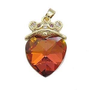 Copper Mouse Pendant Pave Crystal Glass Zircon Gold Plated, approx 18mm, 18-25mm