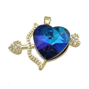 Copper CupidArrow Pendant Pave Crystal Glass Zircon Gold Plated, approx 18mm, 25-35mm