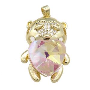 Copper Mouse Pendant Pave Crystal Glass Zircon Gold Plated, approx 23-35mm