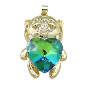 Copper Mouse Pendant Pave Crystal Glass Zircon Gold Plated, approx 23-35mm