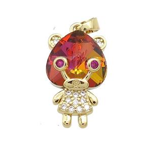 Copper Kids Pendant Pave Crystal Glass Zircon Gold Plated, approx 15-23mm