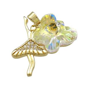 Copper Beauty Pendant Pave Crystal Glass Zircon Gold Plated, approx 15-18mm, 25-30mm