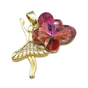 Copper Beauty Pendant Pave Crystal Glass Zircon Gold Plated, approx 15-18mm, 25-30mm