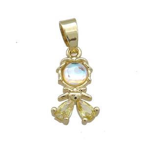 Copper Kids Pendant Pave Zircon Gold Plated, approx 8-16mm
