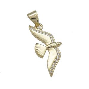 Copper Eagle Charms Pendant Pave Zircon Birds Gold Plated, approx 10-20mm