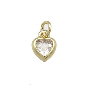 Copper Heart Pendant Pave Zircon Gold Plated, approx 7mm